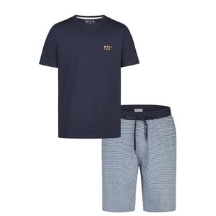 Phil & Co Heren Shortama Korte Pyjama Set Donkerblauw/Grijs