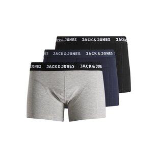 Jack & Jones Men's Boxer Shorts Trunks JACANTHONY 3-Pack Plain Gray/Dark Blue/Black