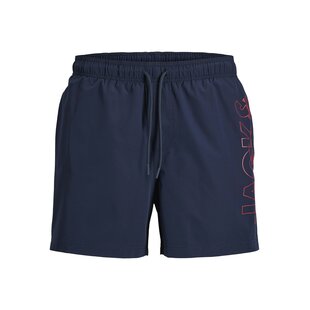 Jack & Jones Men's Plus Size Swim Short JPSTMAUI WAVE Logo Dark Blue
