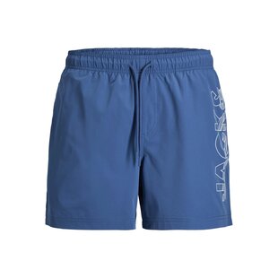 Jack & Jones Men's Plus Size Swim Short JPSTMAUI WAVE Logo Blue