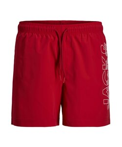 Jack & Jones Heren Plus Size Zwemshort JPSTMAUI WAVE Logo Rood