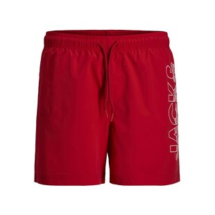 Jack & Jones Heren Plus Size Zwemshort JPSTMAUI WAVE Logo Rood