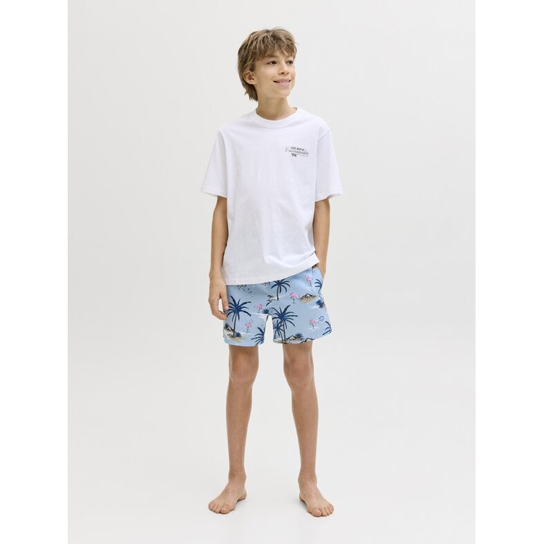 Jack & Jones Junior Jack & Jones Junior Boys Swim Short JPSTMAUI VIBES Light Blue Flamingo/Palm Print