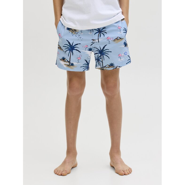 Jack & Jones Junior Jack & Jones Junior Boys Swim Short JPSTMAUI VIBES Light Blue Flamingo/Palm Print