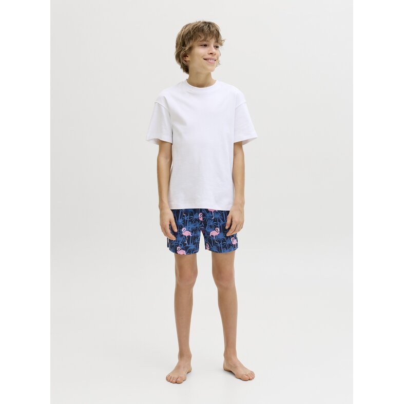 Jack & Jones Junior Jack & Jones Junior Boys Swim Short JPSTMAUI VIBES Dark Blue Flamingo/Palm Print