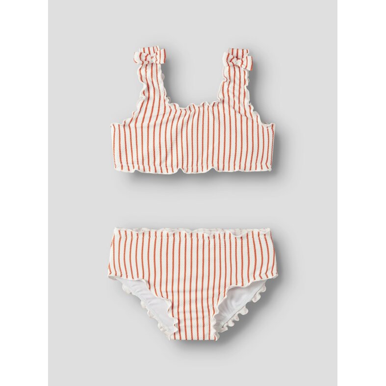 Name It Name It Girls Bikini Set Ribbed NMFZIKKA Bow Striped Red