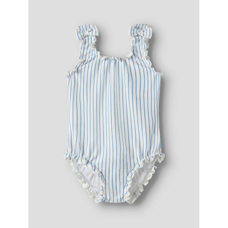 Name It Name It Meisjes Badpak Geribd NMFZIKKA Strik Blauw Gestreept