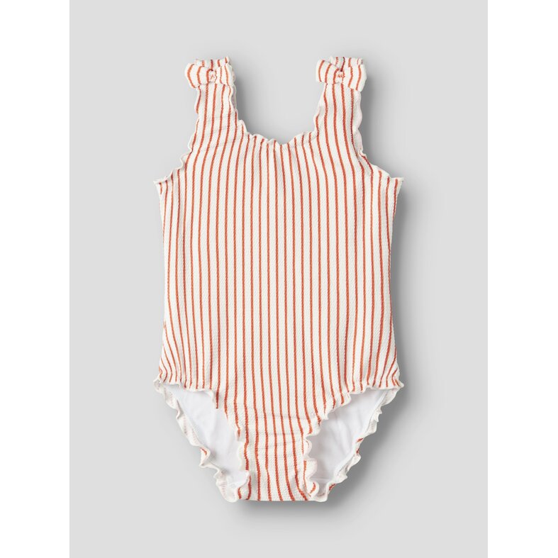 Name It Name It Meisjes Badpak Geribd NMFZIKKA Strik Rood Gestreept