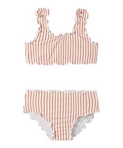 Name It Girls Bikini Set Ribbed NMFZIKKA Bow Striped Red