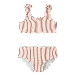 Name It Girls Bikini Set Ribbed NMFZIKKA Bow Striped Red
