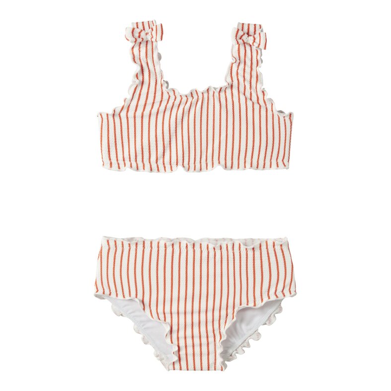 Name It Name It Girls Bikini Set Ribbed NMFZIKKA Bow Striped Red