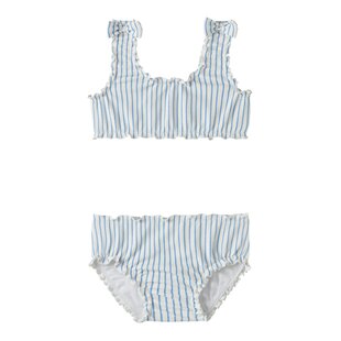 Name It Meisjes Bikini Set Geribd NMFZIKKA Strik Blauw Gestreept