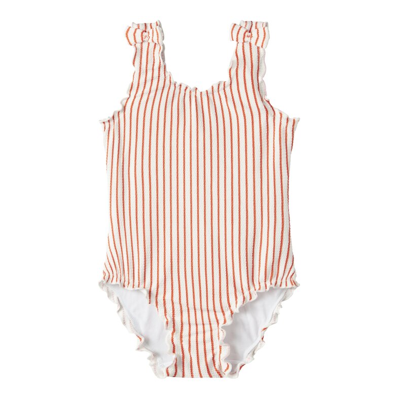 Name It Name It Meisjes Badpak Geribd NMFZIKKA Strik Rood Gestreept