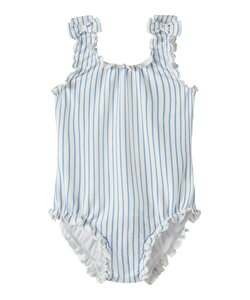 Name It Meisjes Badpak Geribd NMFZIKKA Strik Blauw Gestreept