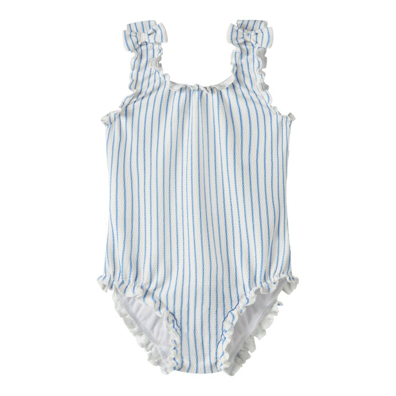 Name It Name It Meisjes Badpak Geribd NMFZIKKA Strik Blauw Gestreept