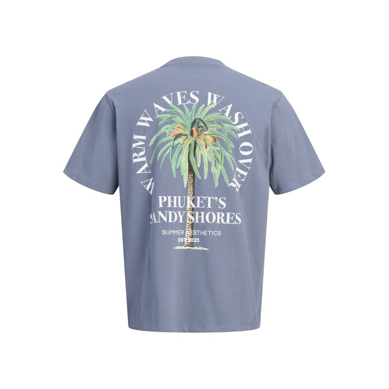 Jack & Jones JJ REBEL Heren Backprint T-shirt JREBCHRISTIAN Grijsblauw