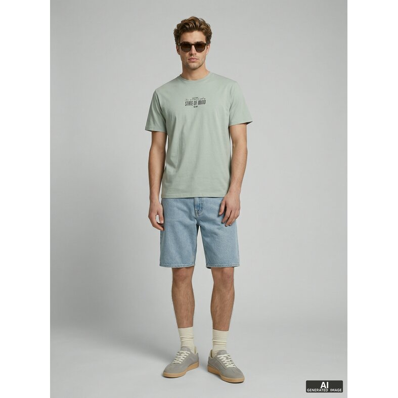 Jack & Jones JJ REBEL Heren Backprint T-shirt JREBCHRISTIAN Grijs