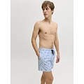 Jack & Jones JJ REBEL Men's Swim Short JREBHAWAII Light Blue Striped/Fish Print
