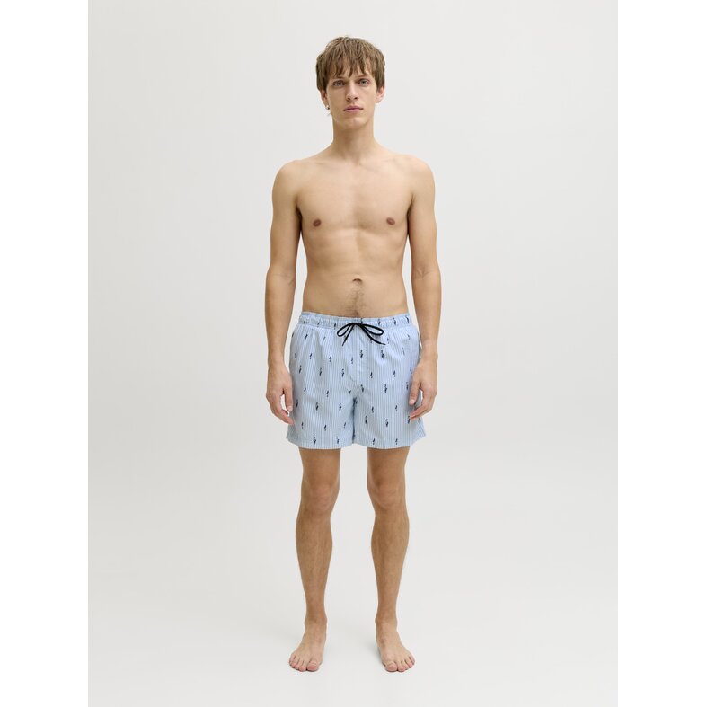 Jack & Jones JJ REBEL Heren Zwemshort JREBHAWAII Lichtblauw Gestreept/Vis Print