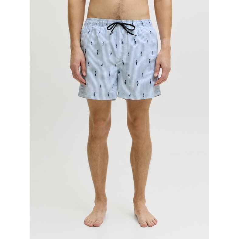 Jack & Jones JJ REBEL Heren Zwemshort JREBHAWAII Lichtblauw Gestreept/Vis Print