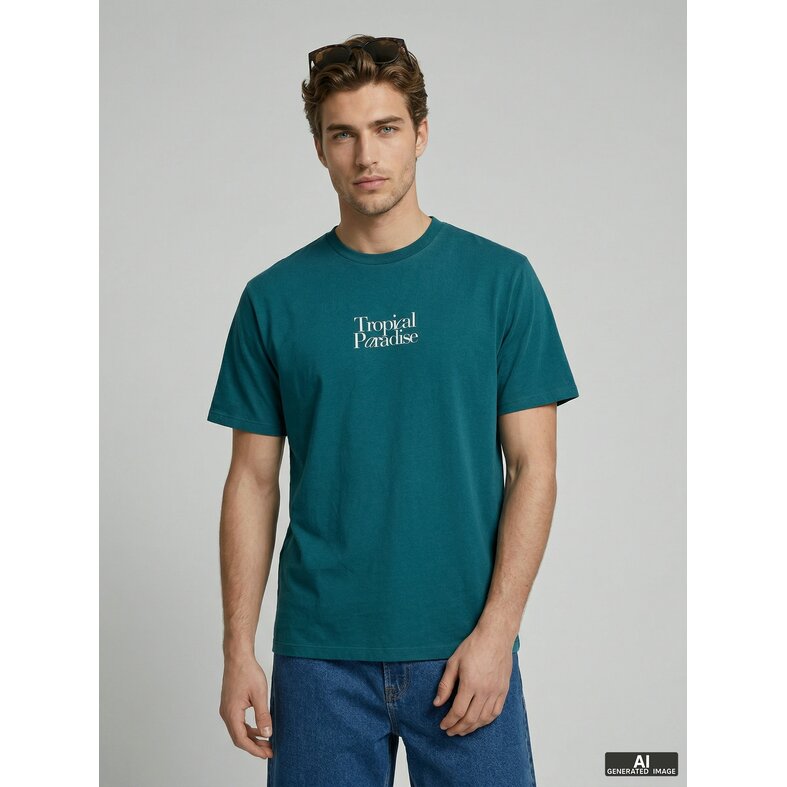 Jack & Jones JJ REBEL Men's Backprint T-shirt JREBCHRISTIAN Teal