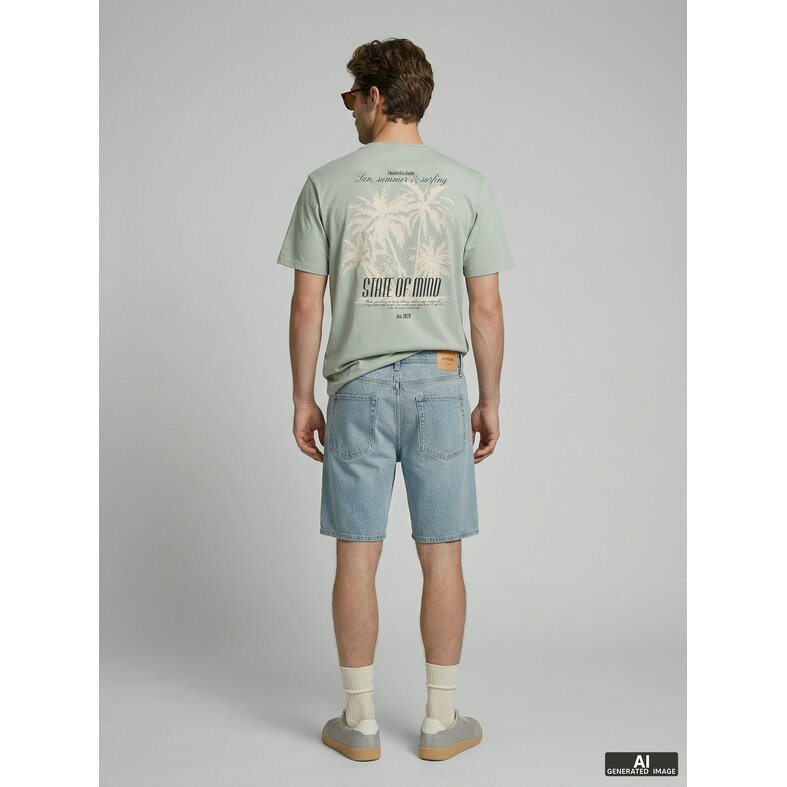 Jack & Jones JJ REBEL Heren Backprint T-shirt JREBCHRISTIAN Grijs