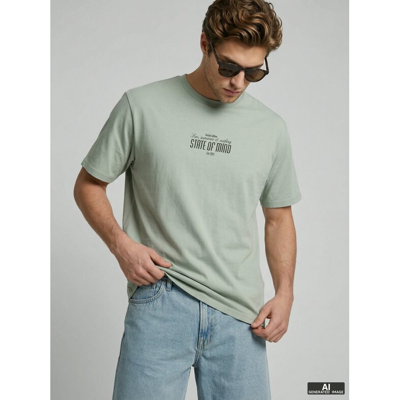 Jack & Jones JJ REBEL Heren Backprint T-shirt JREBCHRISTIAN Grijs