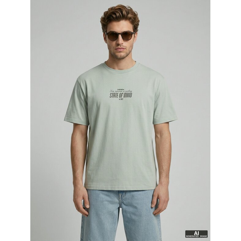 Jack & Jones JJ REBEL Heren Backprint T-shirt JREBCHRISTIAN Grijs