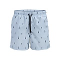 Jack & Jones JJ REBEL Heren Zwemshort JREBHAWAII Lichtblauw Gestreept/Vis Print