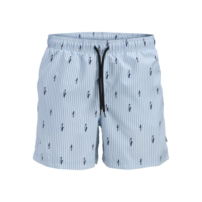 Jack & Jones JJ REBEL Heren Zwemshort JREBHAWAII Lichtblauw Gestreept/Vis Print