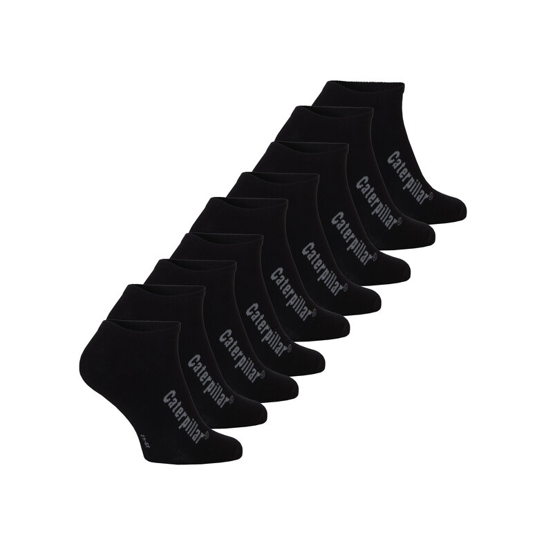 Cat Caterpillar Sneaker Socks Men 9-Pack Plain Black