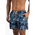 Happy Shorts Happy Shorts Heren Zwemshort Gebloemde Jungle Print Blauw