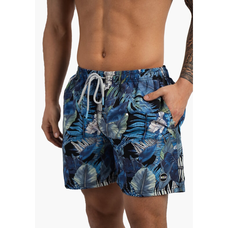 Happy Shorts Happy Shorts Heren Zwemshort Gebloemde Jungle Print Blauw