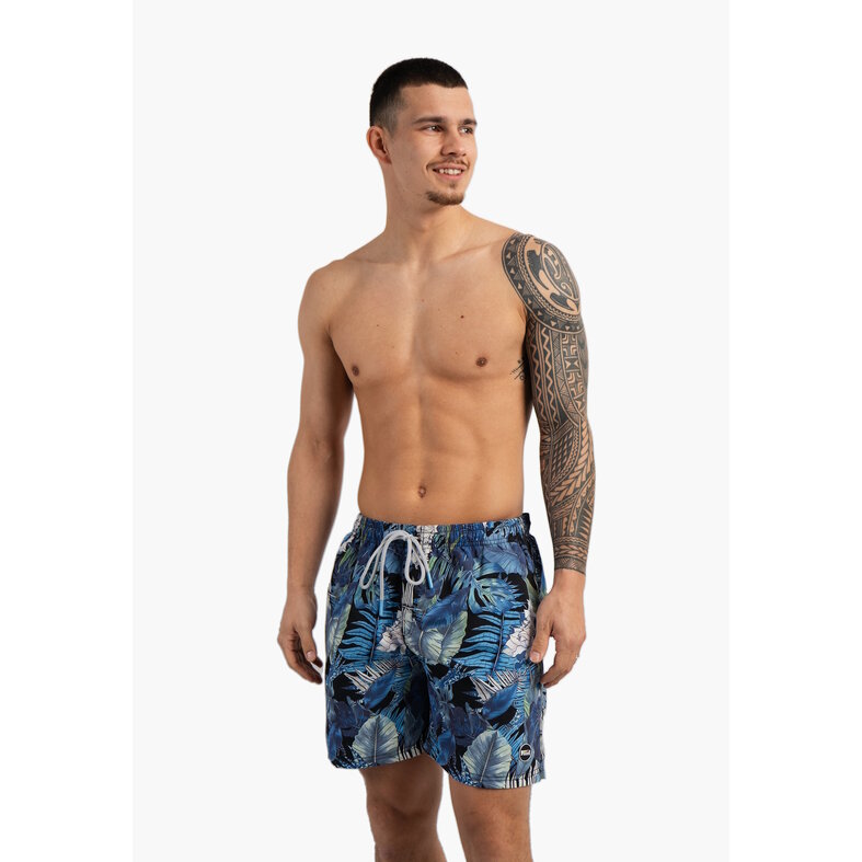 Happy Shorts Happy Shorts Heren Zwemshort Gebloemde Jungle Print Blauw