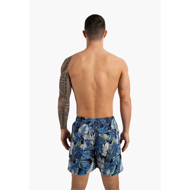 Happy Shorts Happy Shorts Heren Zwemshort Gebloemde Jungle Print Blauw