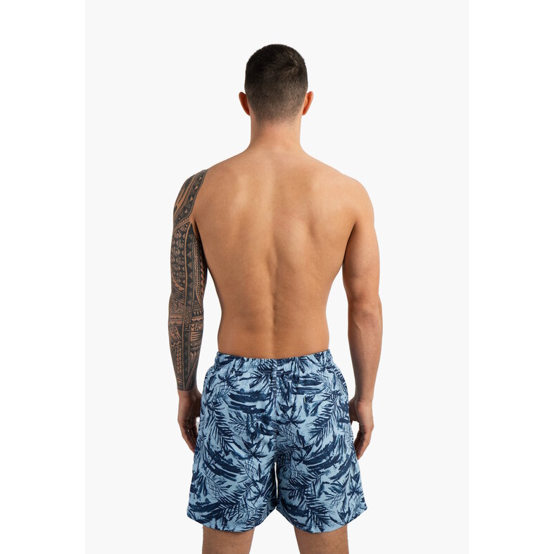 Happy Shorts Happy Shorts Men's Swim Short Palm Leaves Print Blue