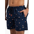 Happy Shorts Happy Shorts Heren Zwemshort Donkerblauw Manderijn Fruit Print