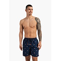 Happy Shorts Happy Shorts Heren Zwemshort Donkerblauw Manderijn Fruit Print