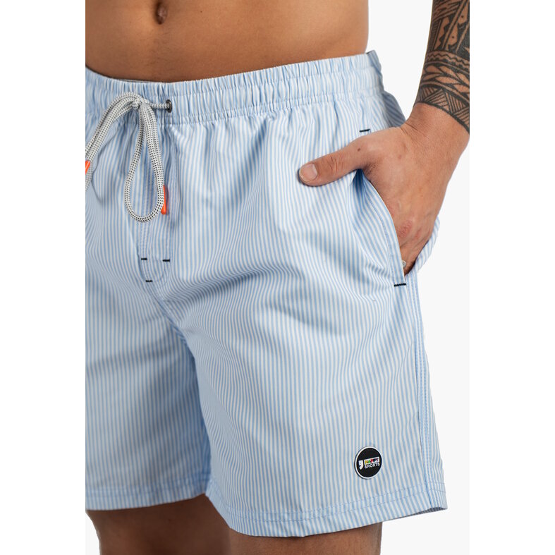 Happy Shorts Happy Shorts Heren Zwemshort Lichtblauw Gestreept