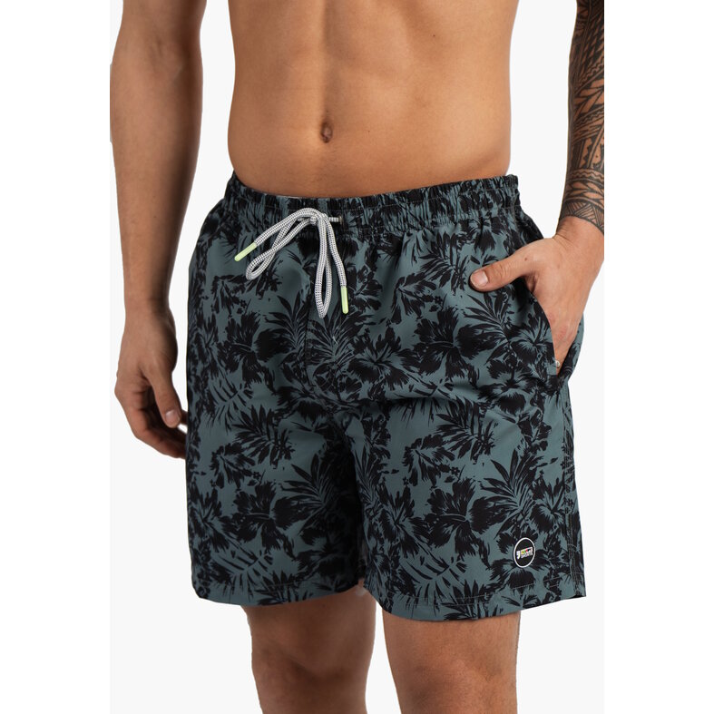 Happy Shorts Happy Shorts Heren Zwemshort Gebloemd Print Blauwgroen