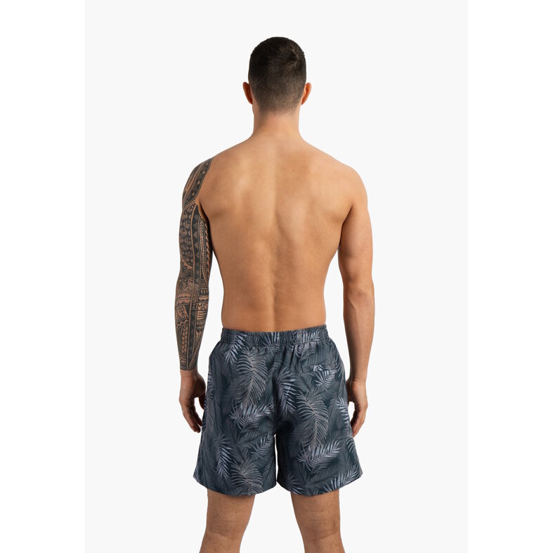 Happy Shorts Happy Shorts Heren Zwemshort Palmbladeren Print Blauwgrijs