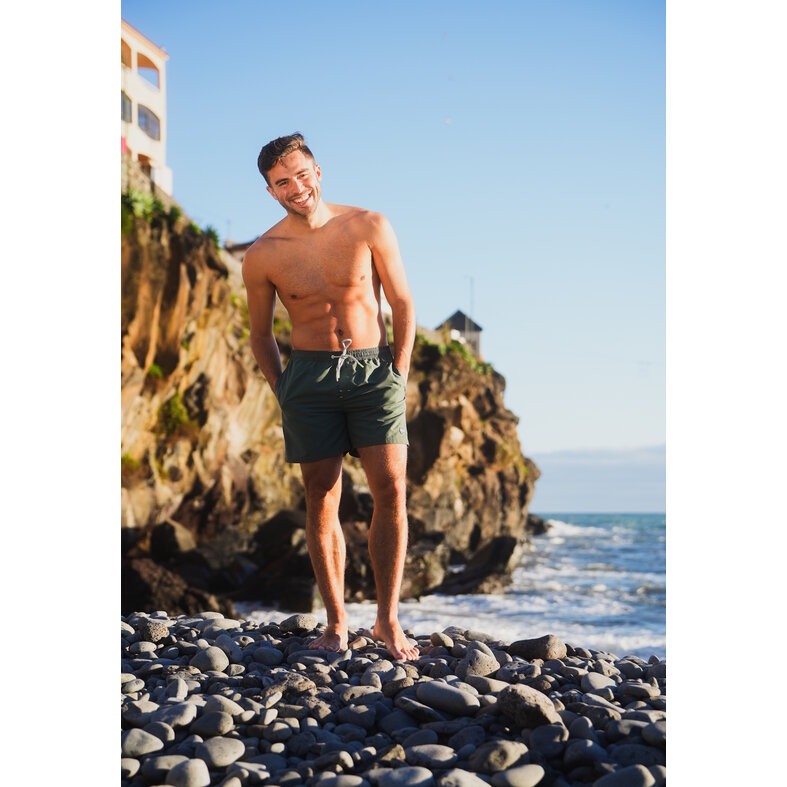 Happy Shorts Happy Shorts Men's Swim Short Solid Khaki Green