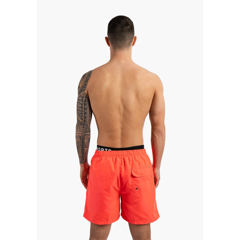 Happy Shorts Happy Shorts Heren Zwemshort Dubbele Waistband Effen Neon Rood