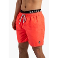 Happy Shorts Happy Shorts Heren Zwemshort Dubbele Waistband Effen Neon Rood