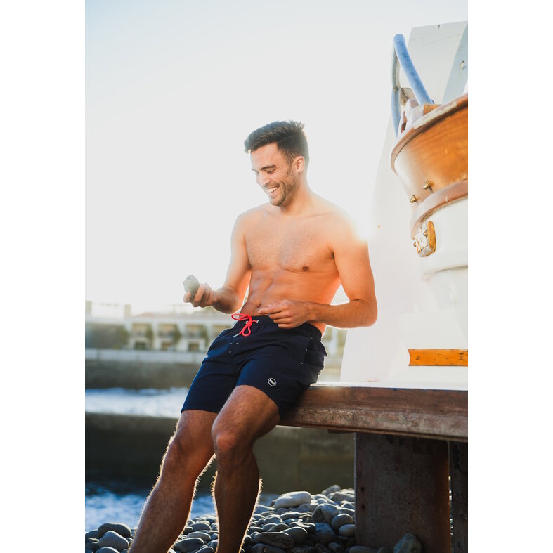 Happy Shorts Happy Shorts Heren Zwemshort Effen Donkerblauw