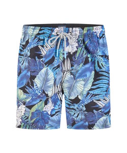 Happy Shorts Men's Swim Short Floral Jungle Print Blue