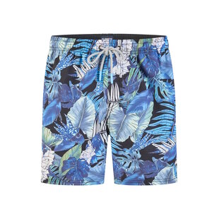 Happy Shorts Men's Swim Short Floral Jungle Print Blue