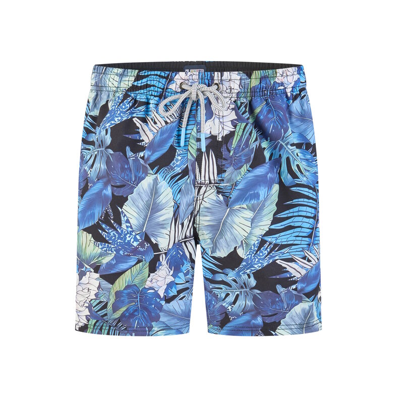 Happy Shorts Happy Shorts Heren Zwemshort Gebloemde Jungle Print Blauw