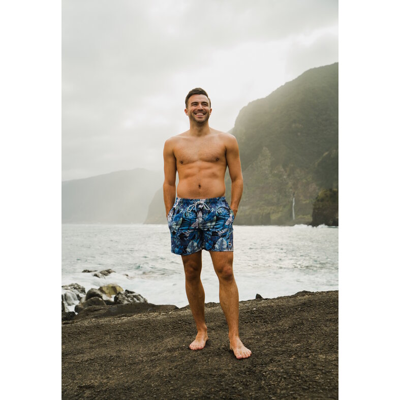 Happy Shorts Happy Shorts Heren Zwemshort Gebloemde Jungle Print Blauw