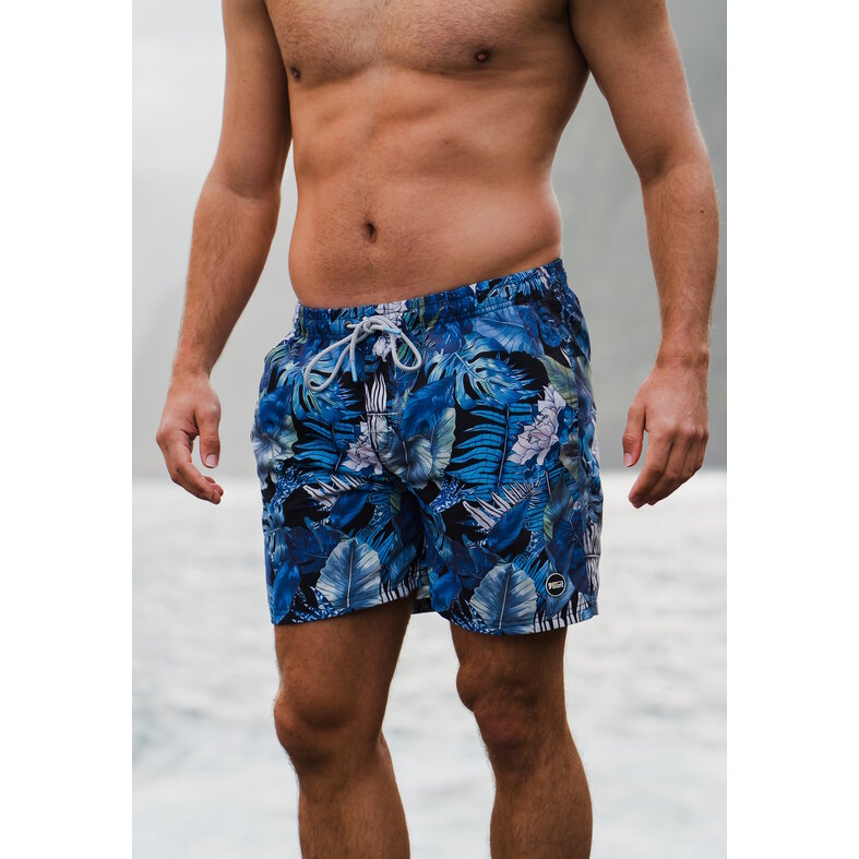 Happy Shorts Happy Shorts Heren Zwemshort Gebloemde Jungle Print Blauw